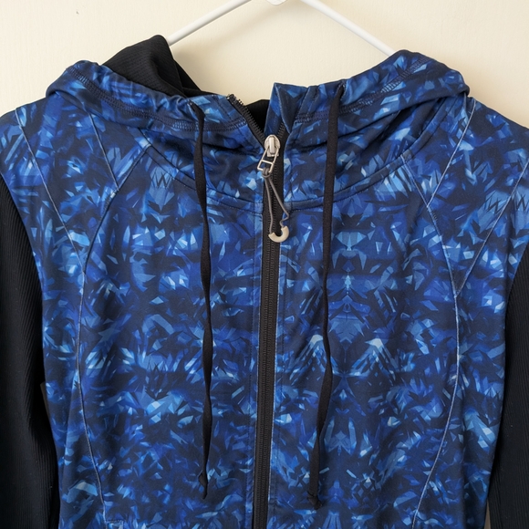 Alo Yoga Women Large Flow Zip Up Jacket Blue Black Activewear Workout Athleisure - Picture 3 of 6